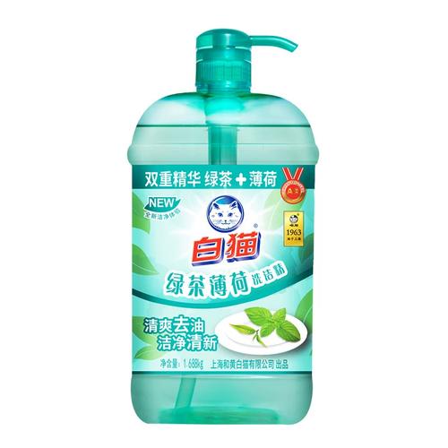 白猫绿茶薄荷洗洁精1.688kg 清新去油，守护餐桌洁净